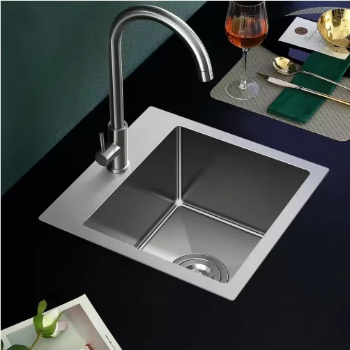 Handmade Stainless Steel Single Basin Kitchen Sink Large Modern Design With Two Holes Faucet-Free Feature high quality