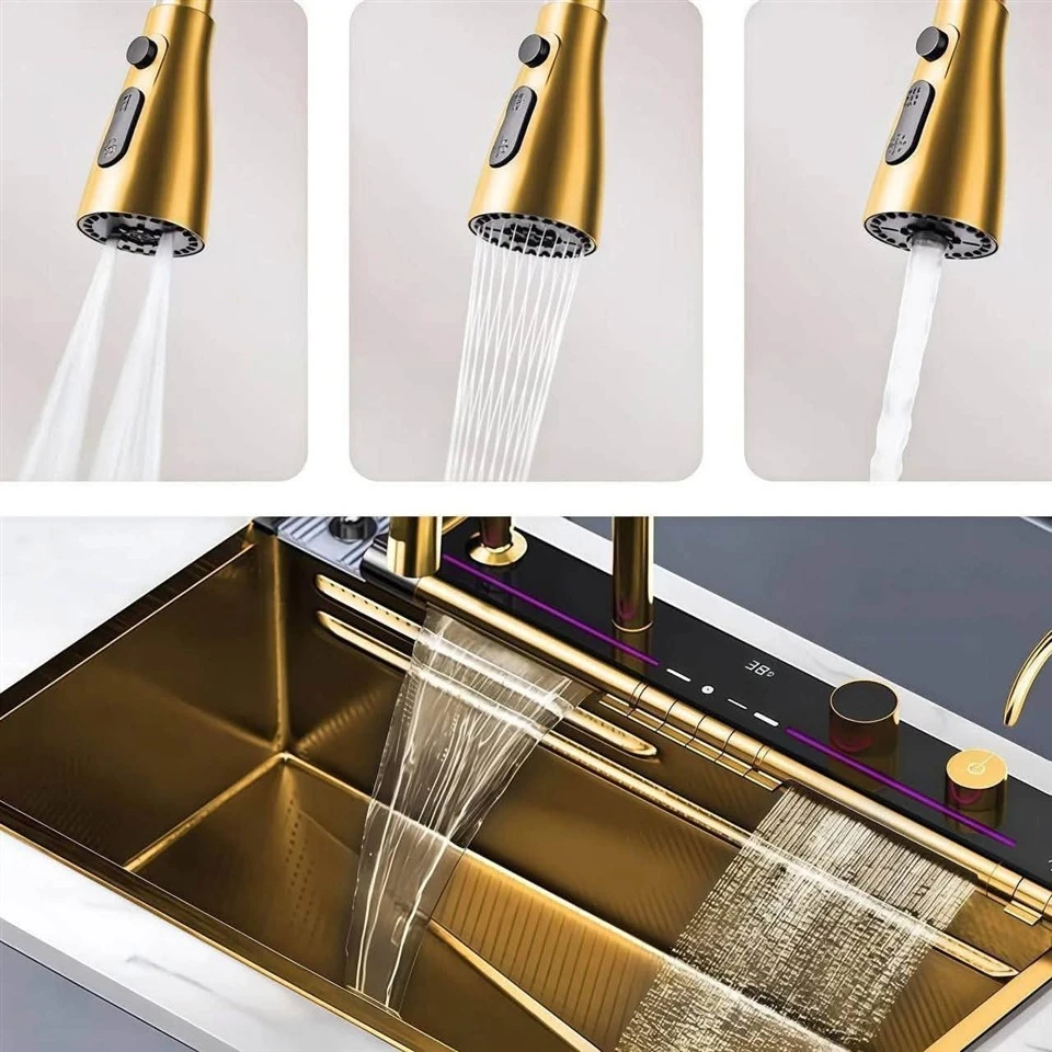 304 Stainless Steel Golden Smart Kitchen Sink factory