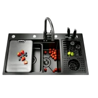 Black Nano Stainless Steel Workstation Kitchen Sink
