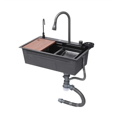 Black Waterfall Smart Kitchen Sink