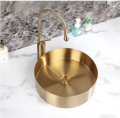 Global Hot New Product Steel Bathroom Sink Above Counter Vessel Basin Nano Coating Round Sink With Pop Up Drain