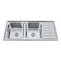 Double Bowl Kitchen Sink With Integrated Drainer Board